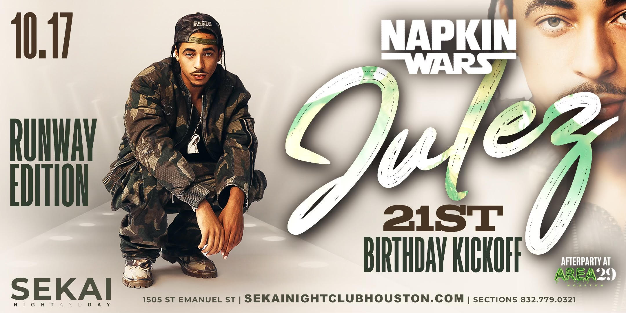 SEKAI FRI OCT 17th NAPKIN WARS: Julez 21st Birthday Kickoff – Runway Edition