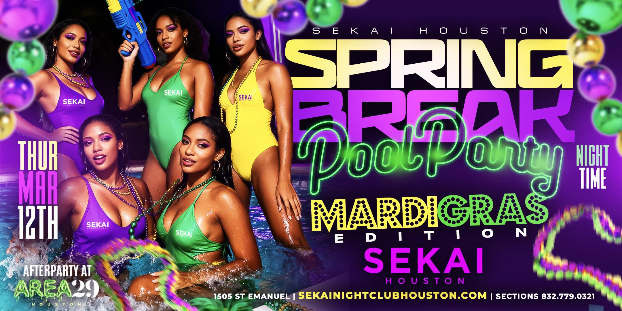 SEKAI THURSDAY MAR 12: MARDI GRAS POOL PARTY