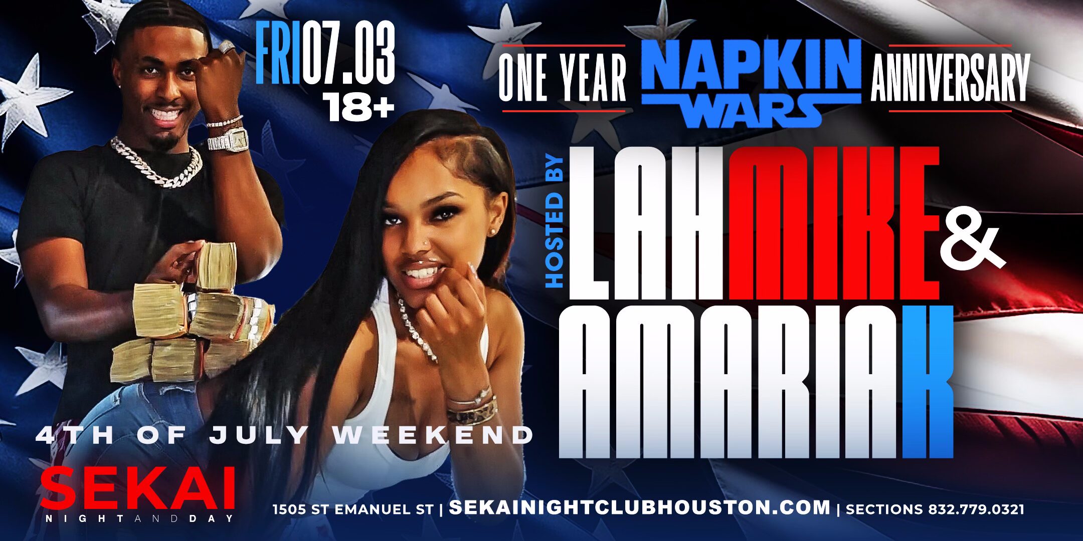 ONE YEAR NAPKIN WARS ANNIVERSARY | FRI 07.03 | HOSTED BY LAHMIKE & AMARIAK | 4TH OF JULY WEEKEND | SEKAI NIGHT AND DAY